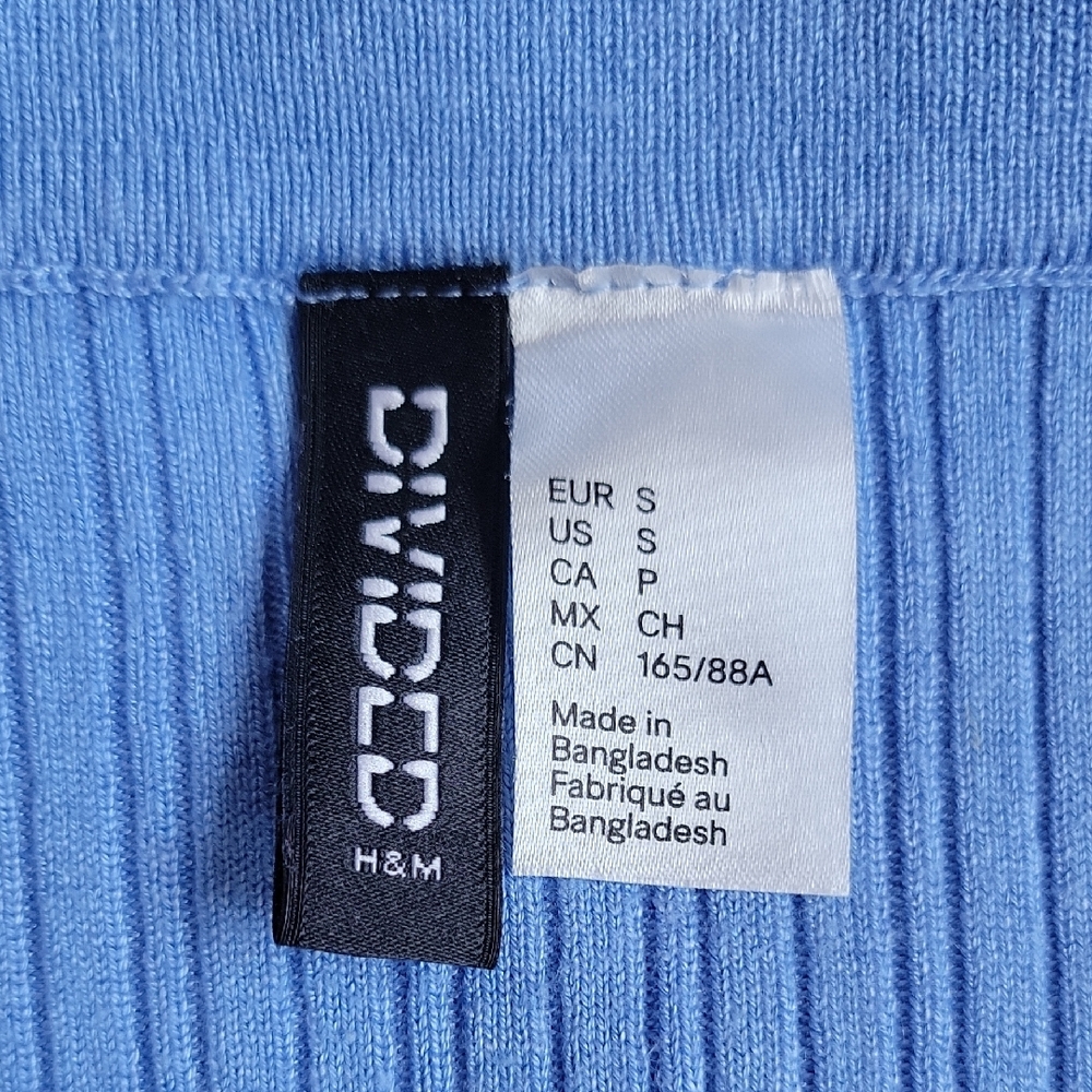 H&M Blue Ribbed Crop Top - Picture 2 of 2